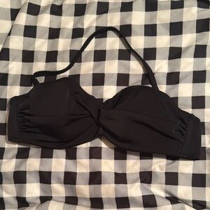 Black Halter Bikini Top with Textured Finish
